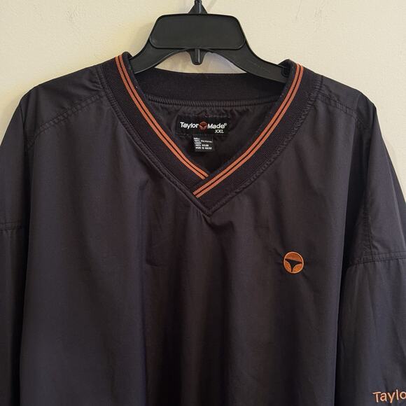 TaylorMade Golf Pullover Jacket XXL Black Orange Logo Windbreaker Vintage - Picture 4 of 12